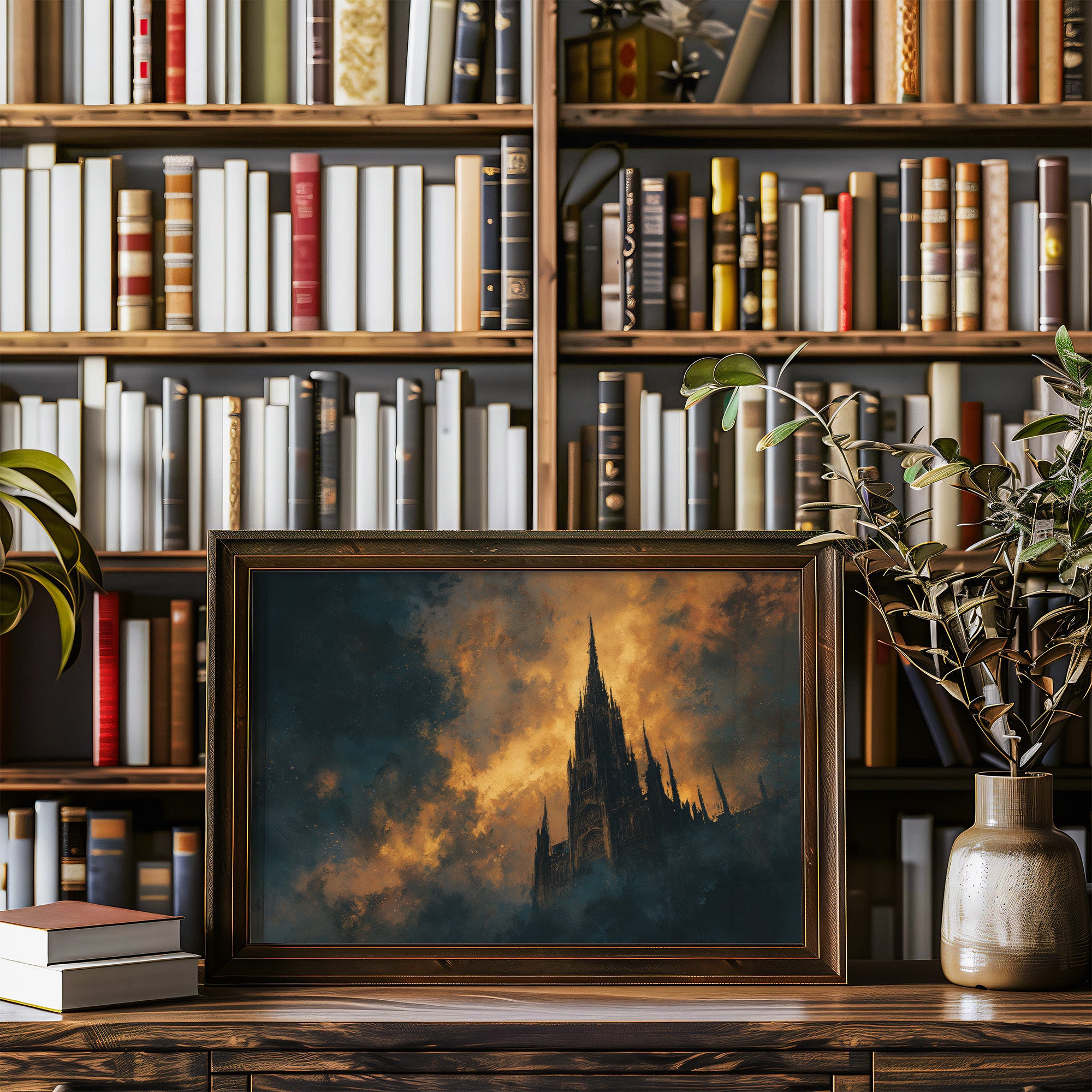 Cathedral Rises Through Amber Sky