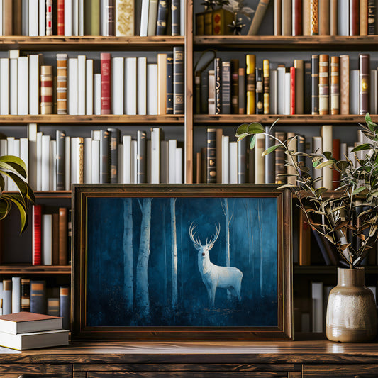 Frost Stag In Midnight Forest