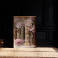 Peonies Rest Among Vintage Volumes