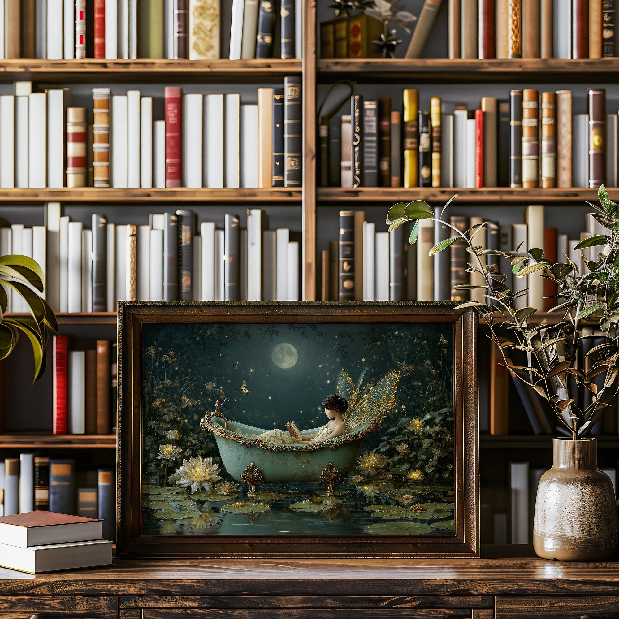 Moonlit Bathing Among Lotus Blooms