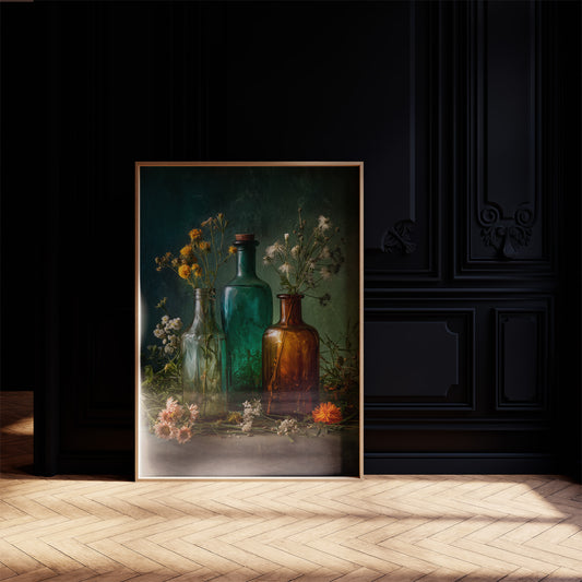 Wildflowers Caught In Vintage Glass