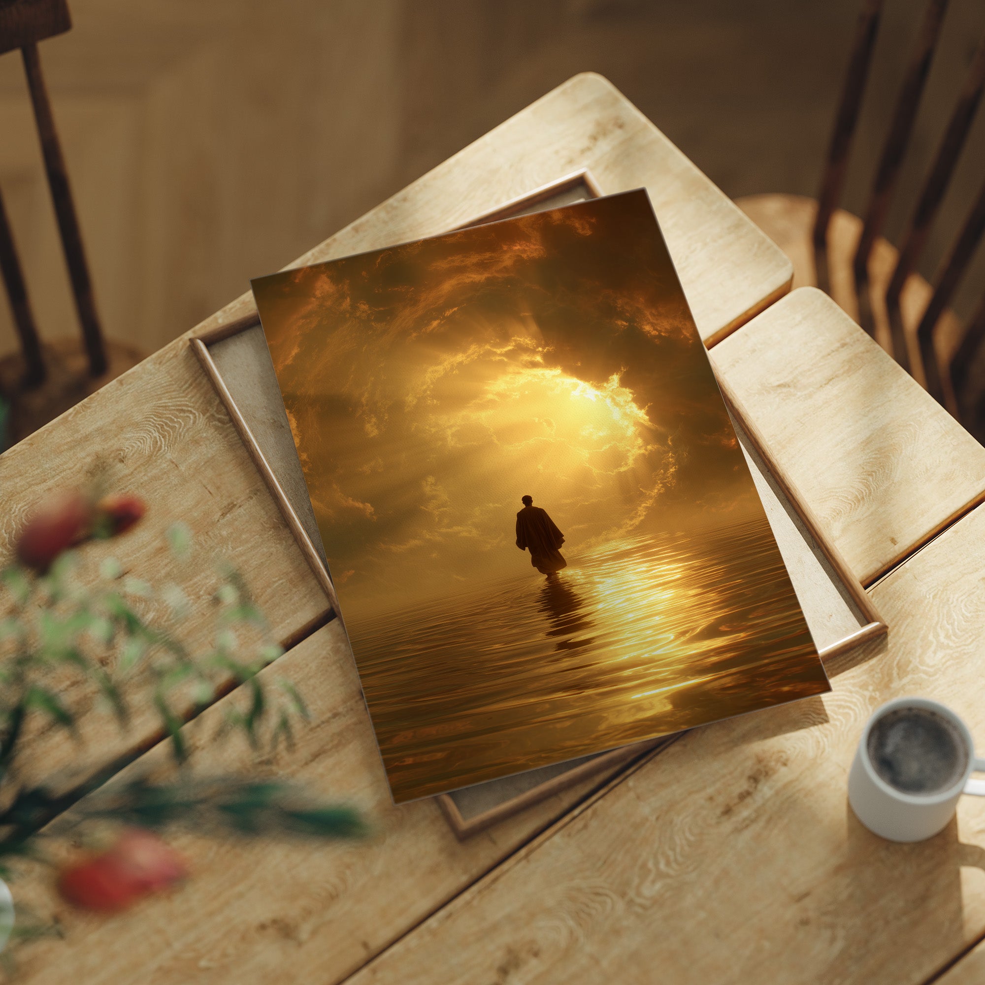 Pilgrim Walks Toward Golden Horizon