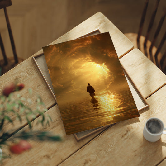 Pilgrim Walks Toward Golden Horizon