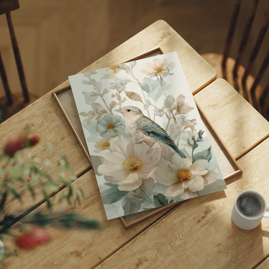 Songbird Rests Among Spring Blooms