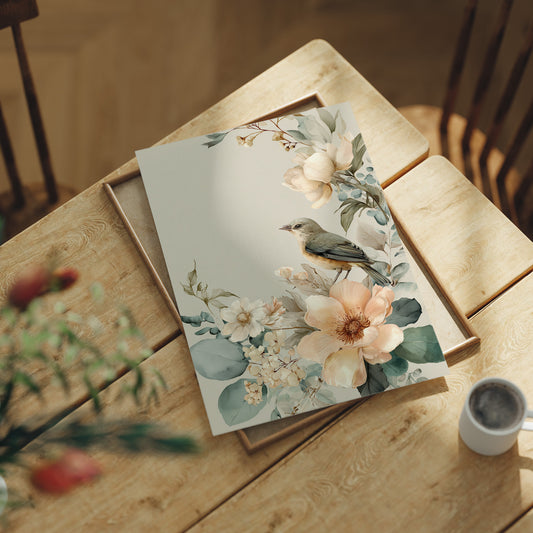 Songbird Perched Among Delicate Blooms