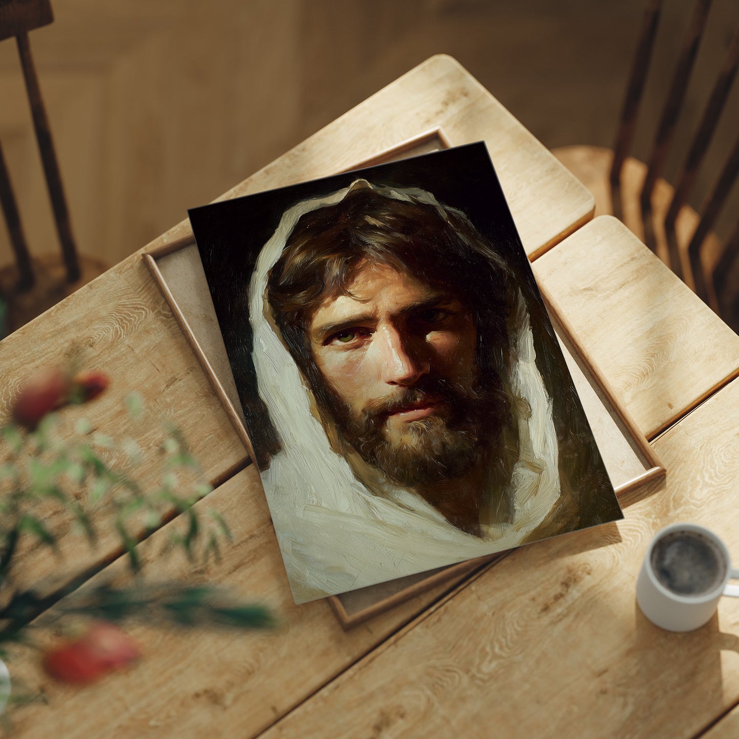 Ancient Brushstrokes On Wooden Table