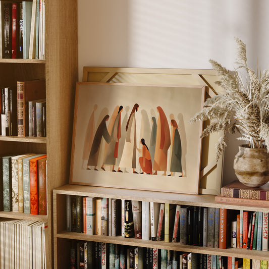 Figures Gather In Muted Tones