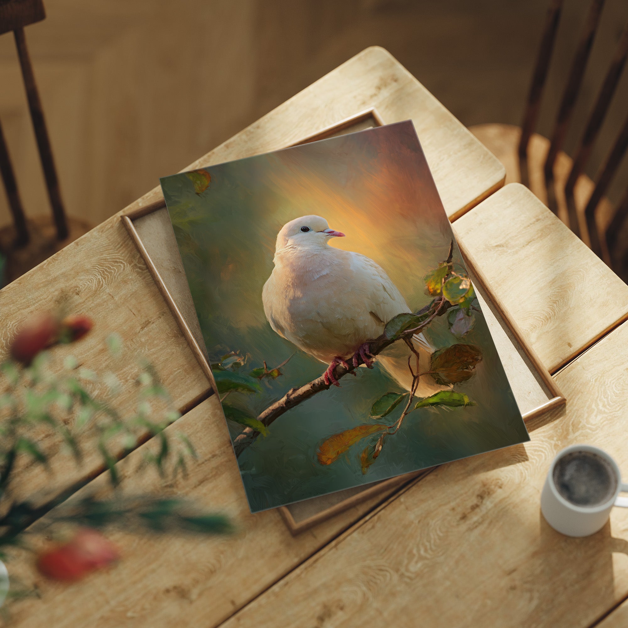 Dove Perches In Golden Hour