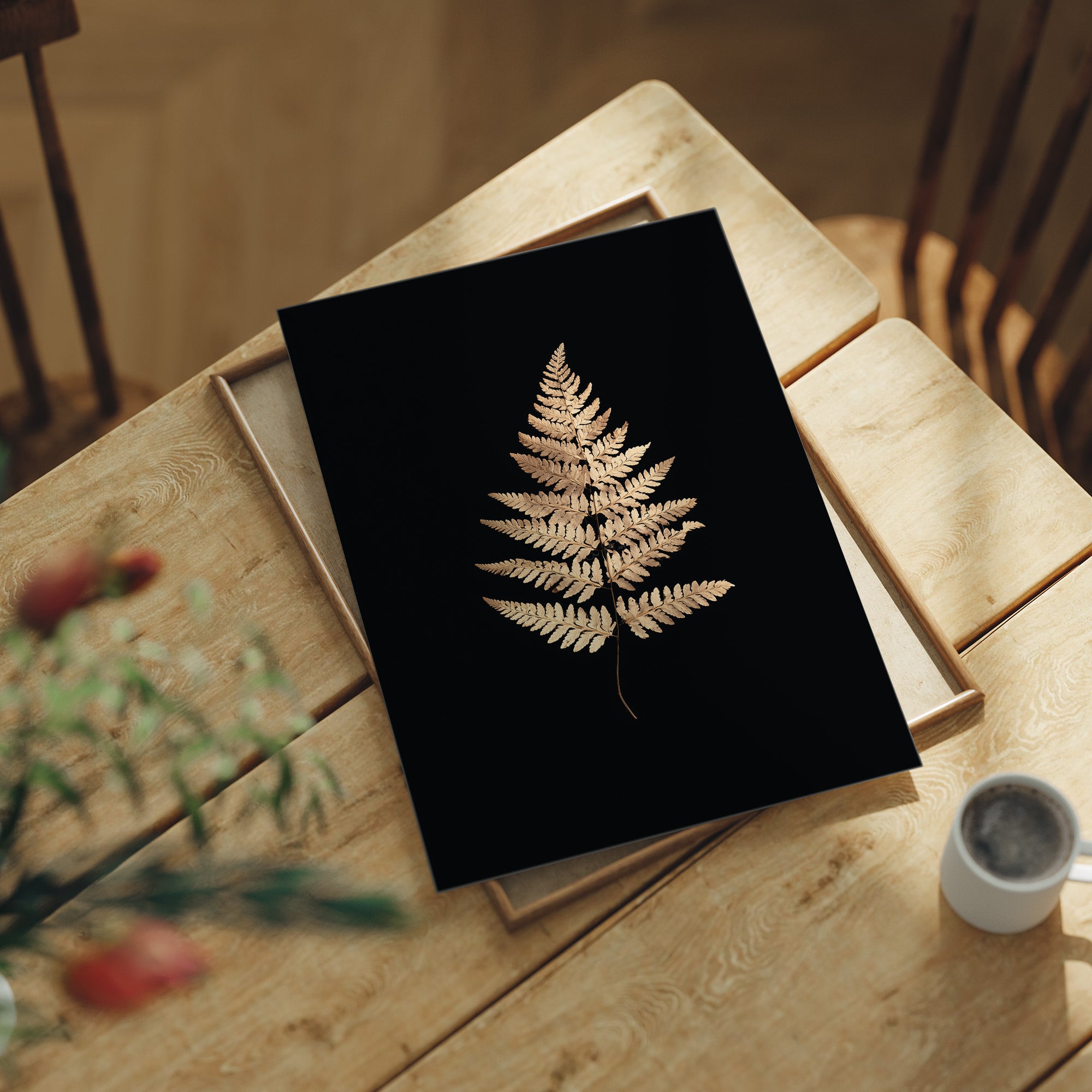 Golden Frond Against Midnight Canvas
