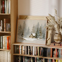 Cabin Nestled Among Frosted Pines