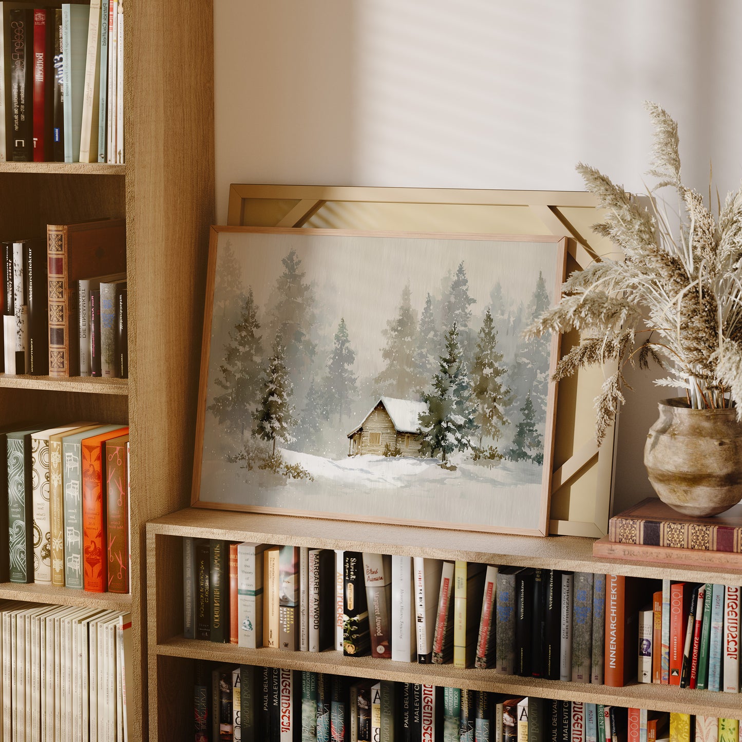 Cabin Nestled Among Frosted Pines