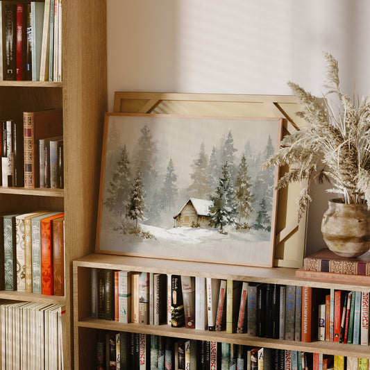 Cabin Nestled Among Frosted Pines