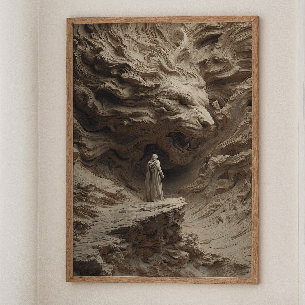 Lone Figure Faces Ancient Beast