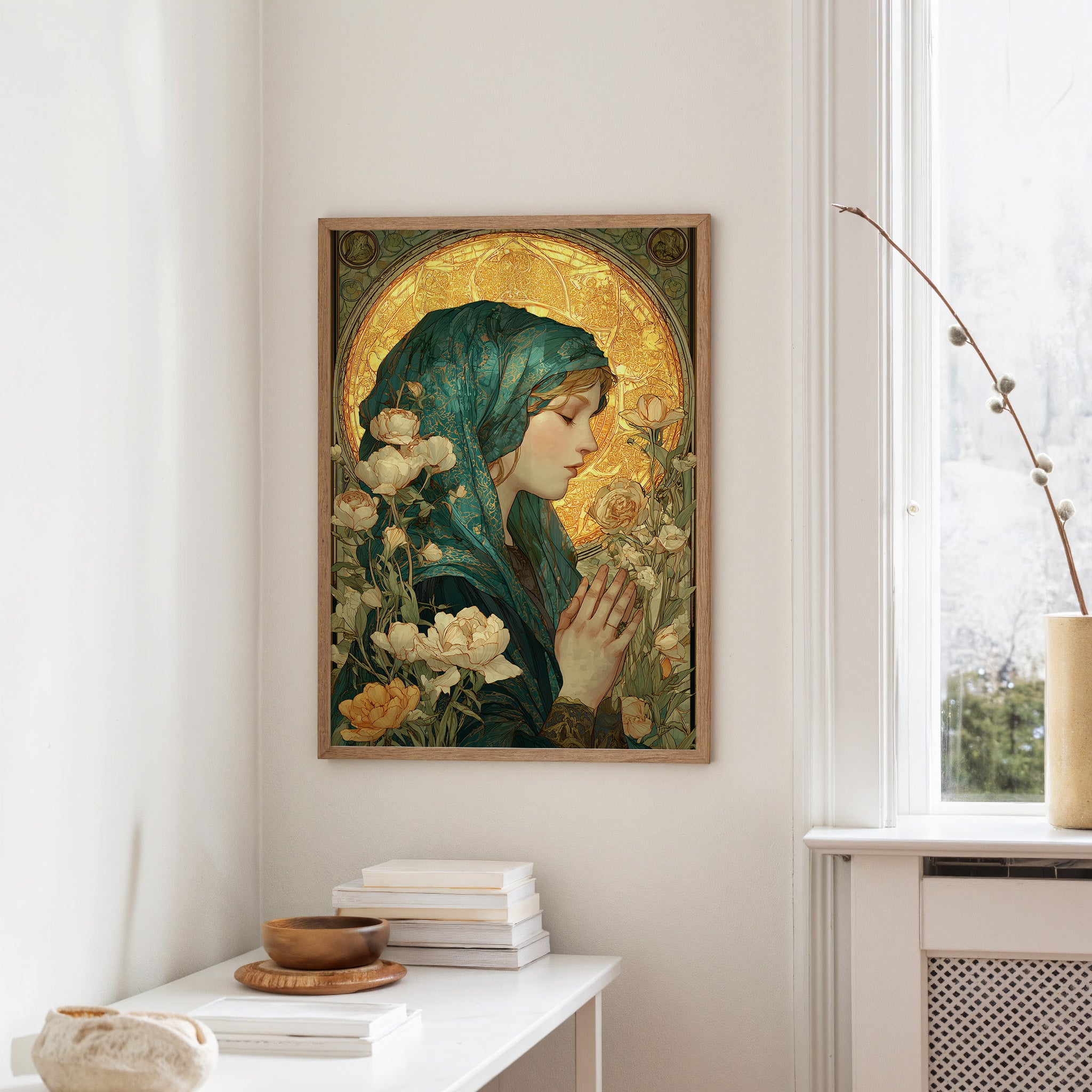 Prayer Among Gilded Peonies