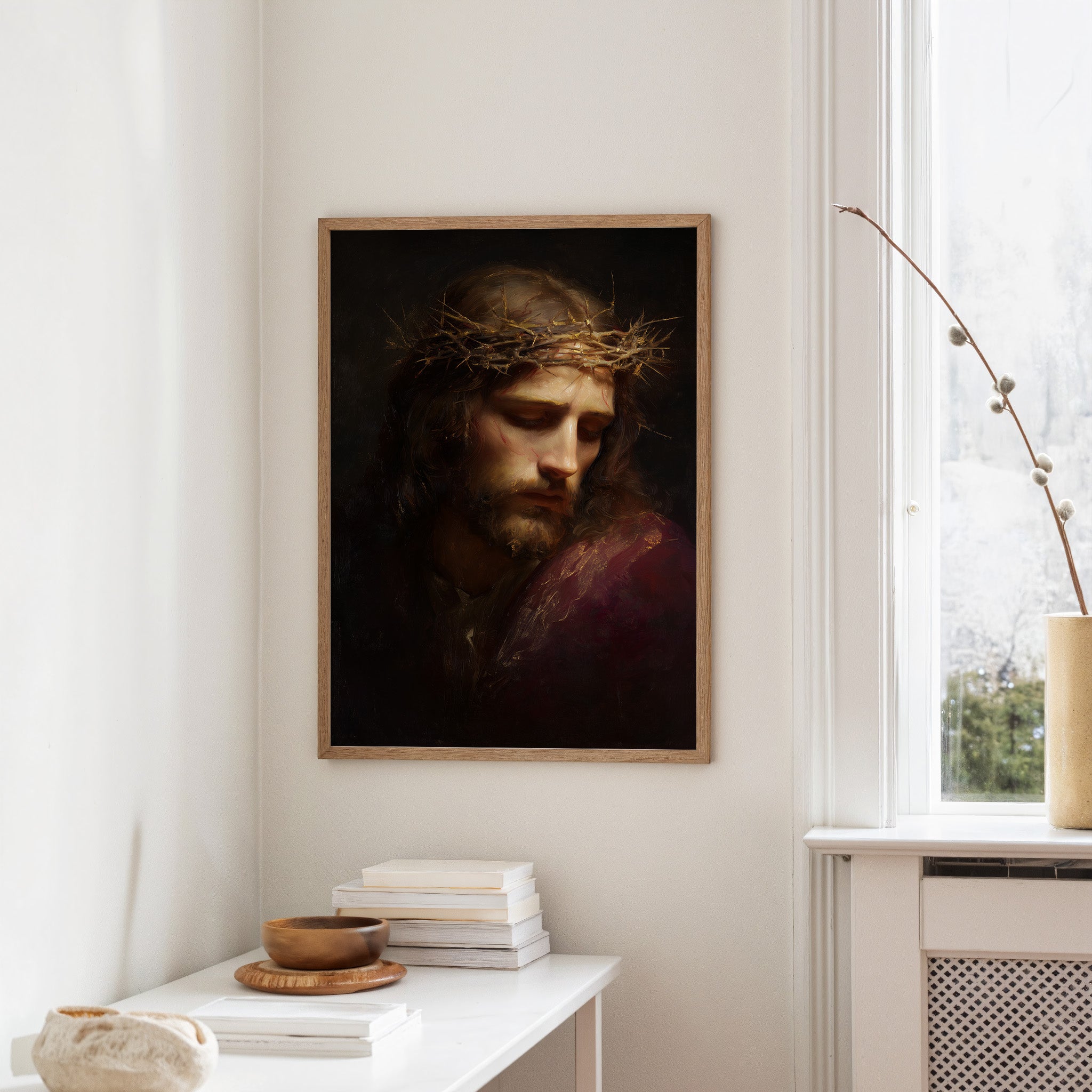 Sacred Art Upon Wooden Rest