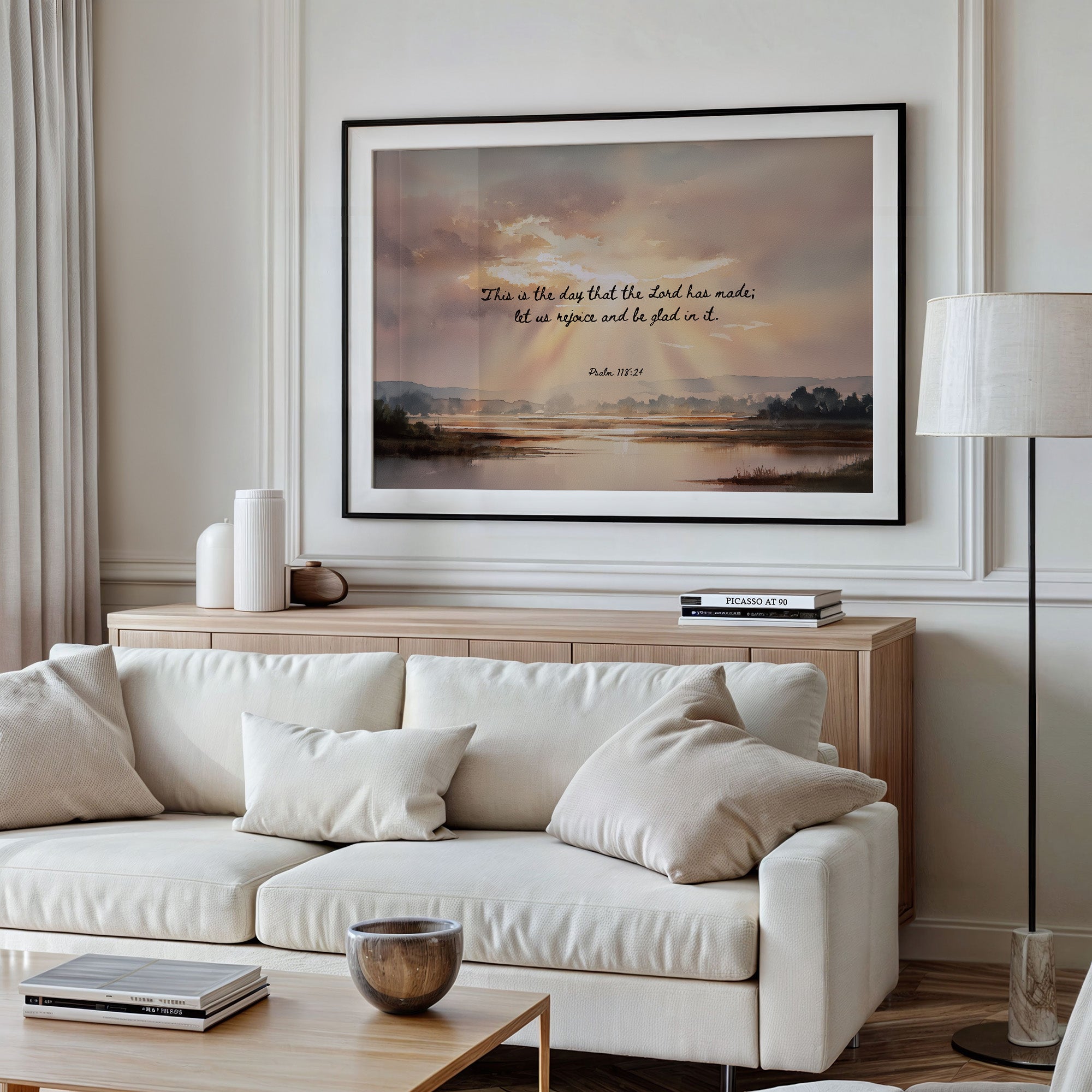 Scripture Glows Over Tranquil Waters