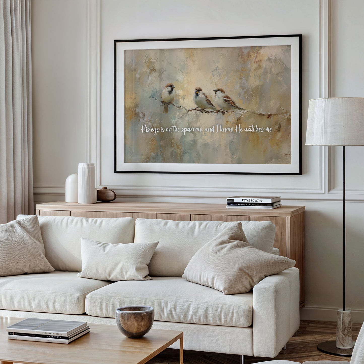 Sparrows Rest On Autumn Branch