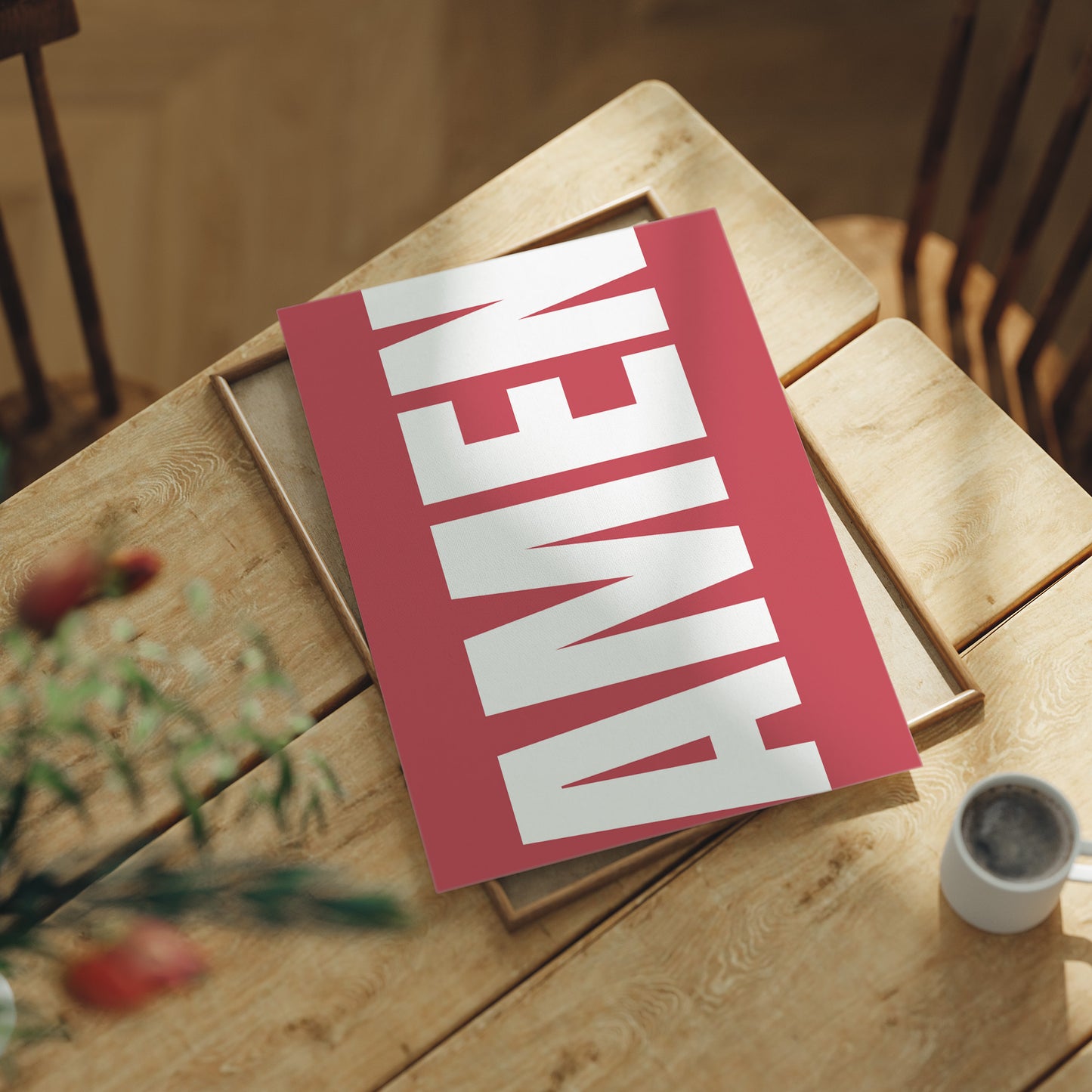 Bold Letters Against Rose Canvas