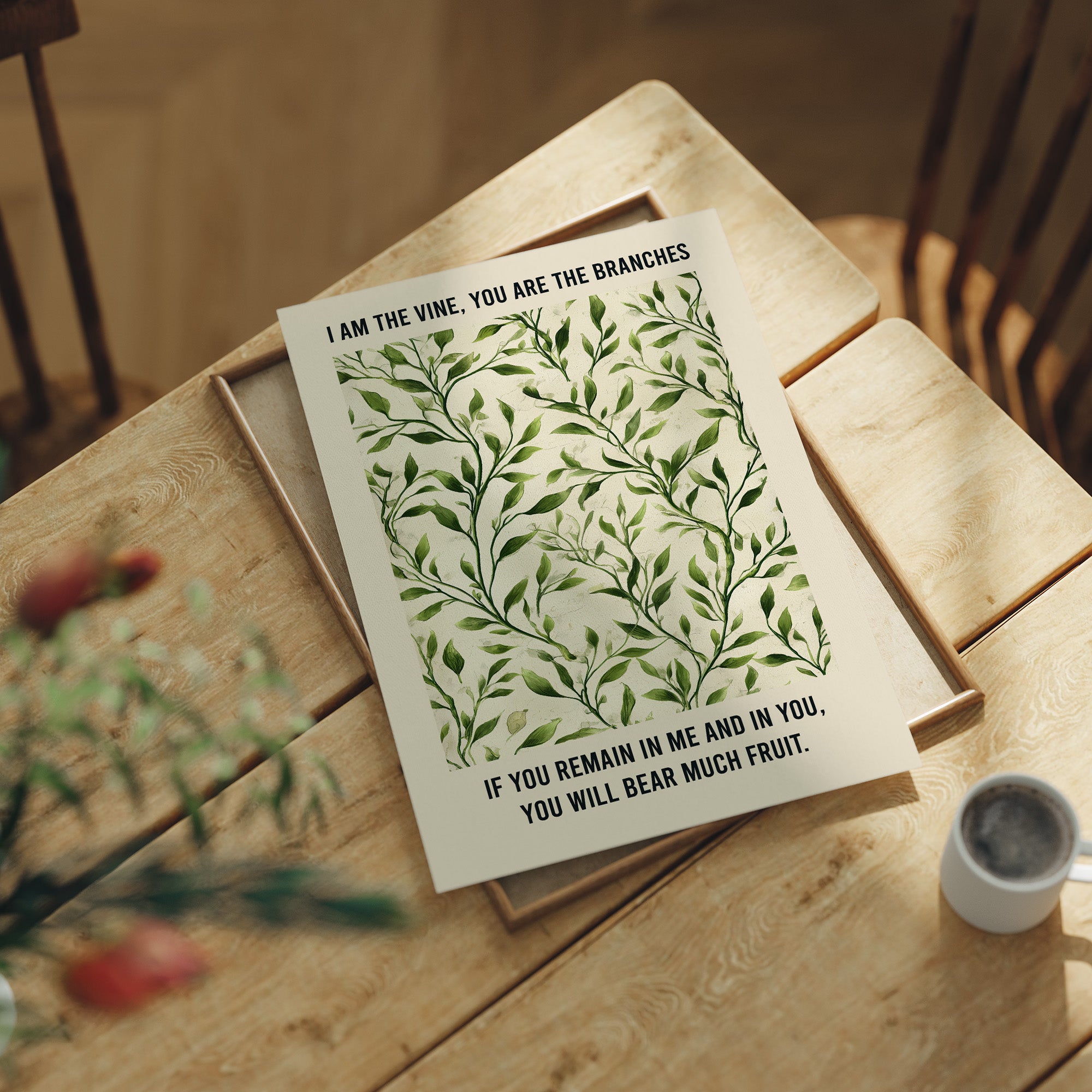 Verdant Words On Wooden Rest