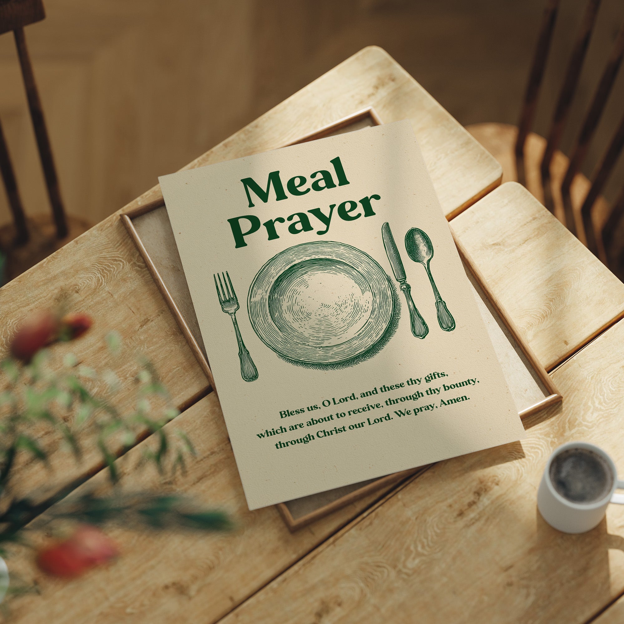 Grace Before Wooden Table Gatherings