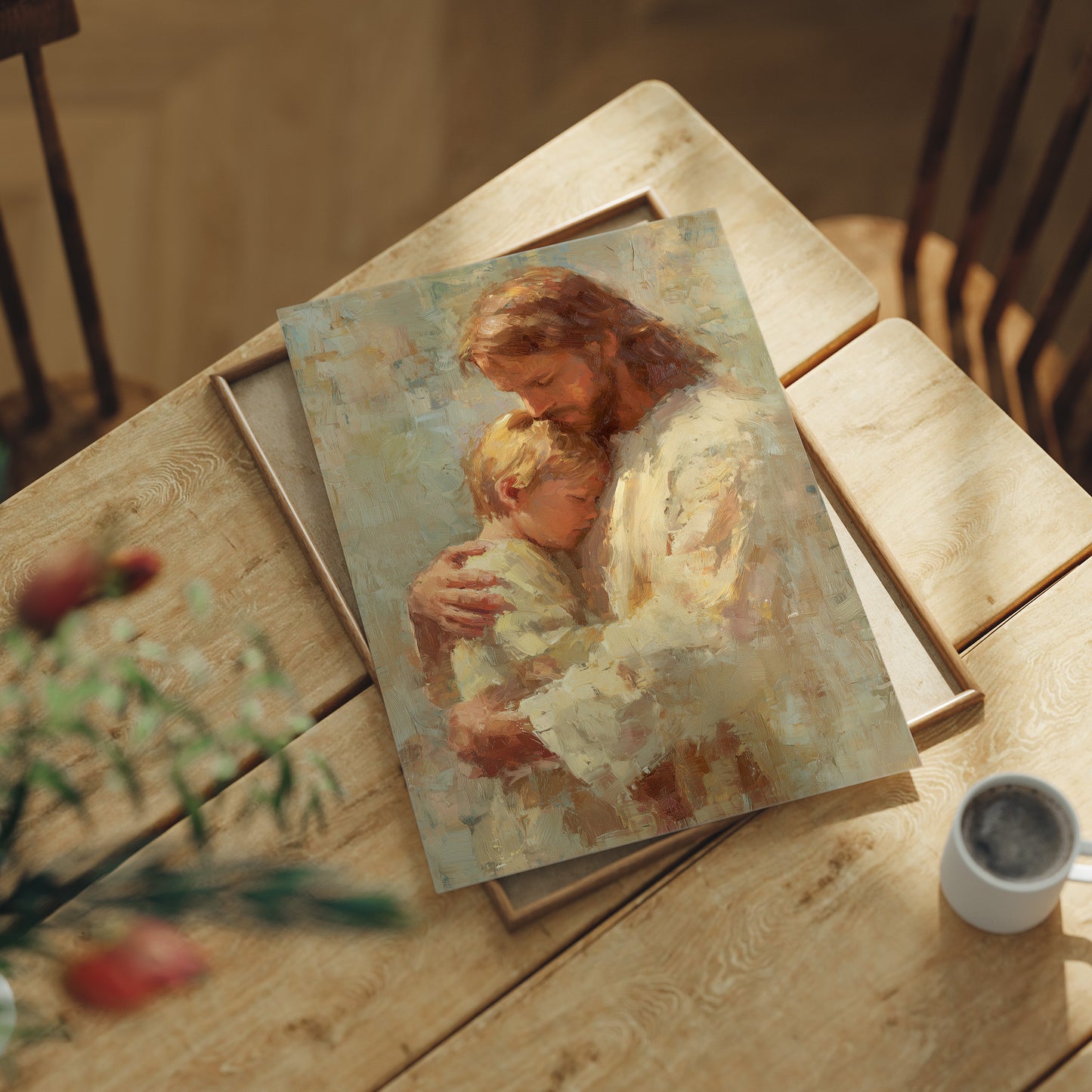 Tender Embrace in Warm Brushstrokes