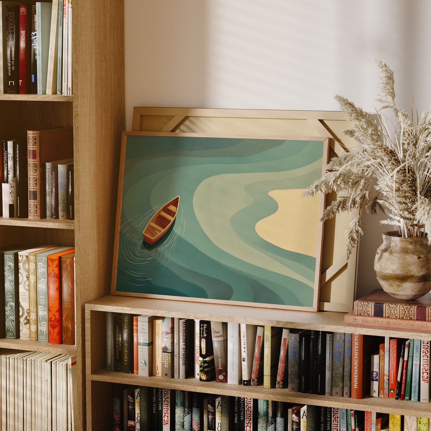 Solitary Vessel Approaches Golden Shore