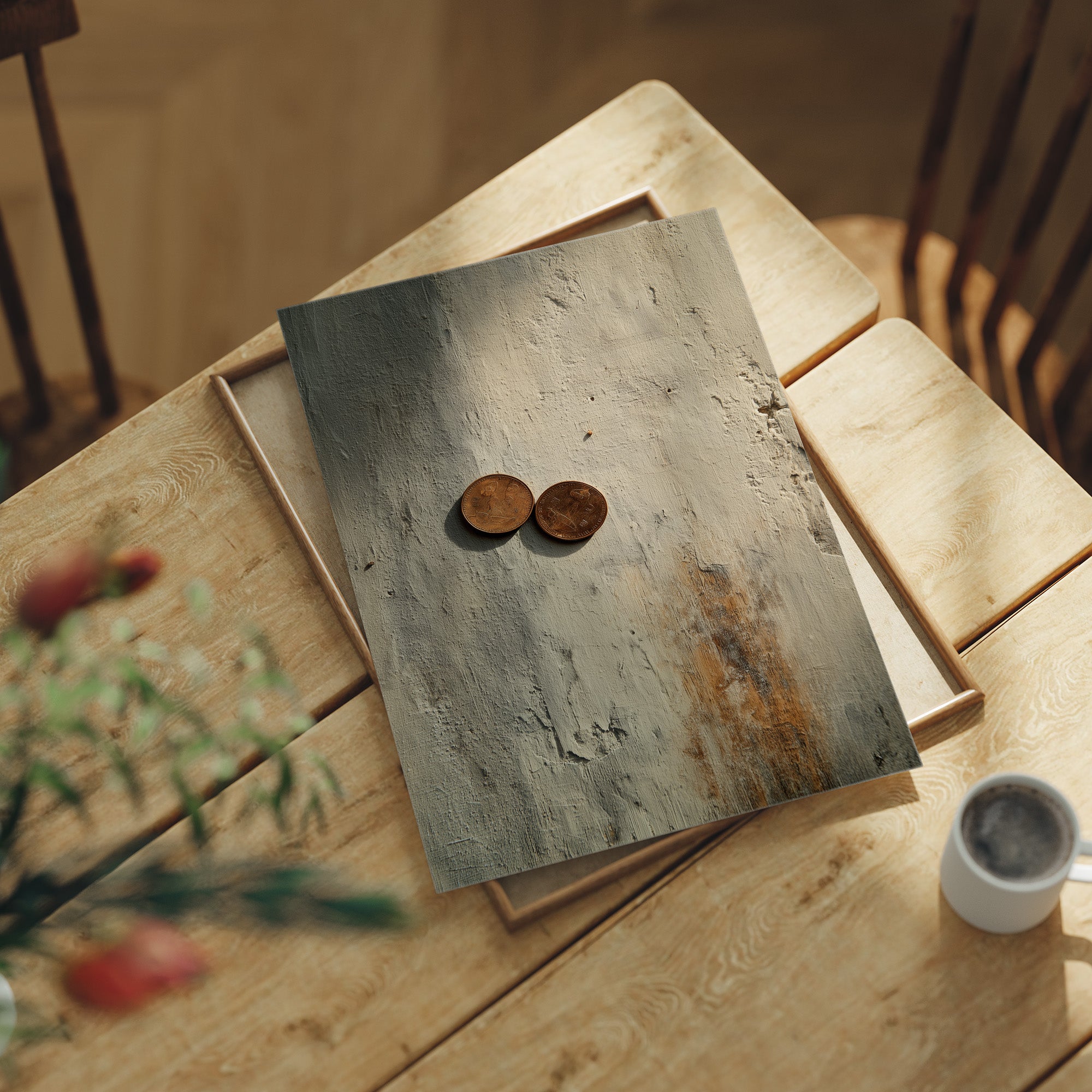 Copper Remnants on Weathered Canvas