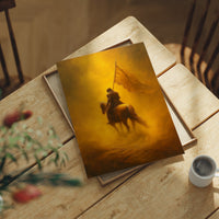 Golden Vanguard Through Amber Mist