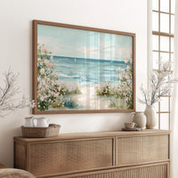Seaside Roses Frame Distant Sails