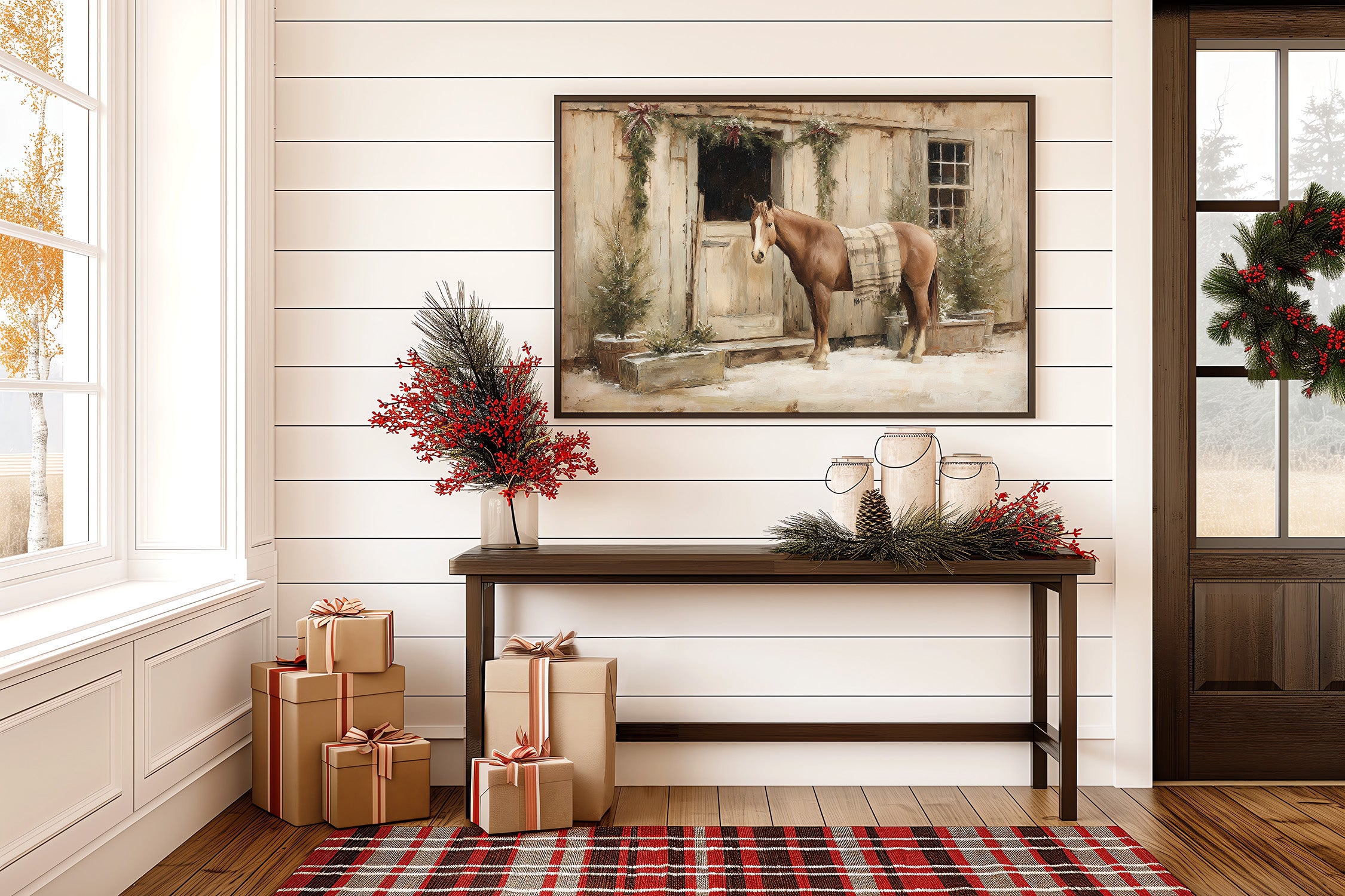 Festive Steed Awaits December's Journey