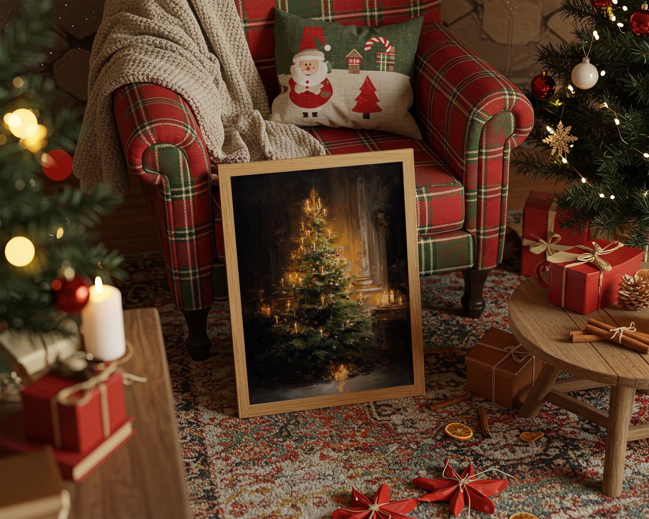 Candlelit Evergreen in Gilded Shadows
