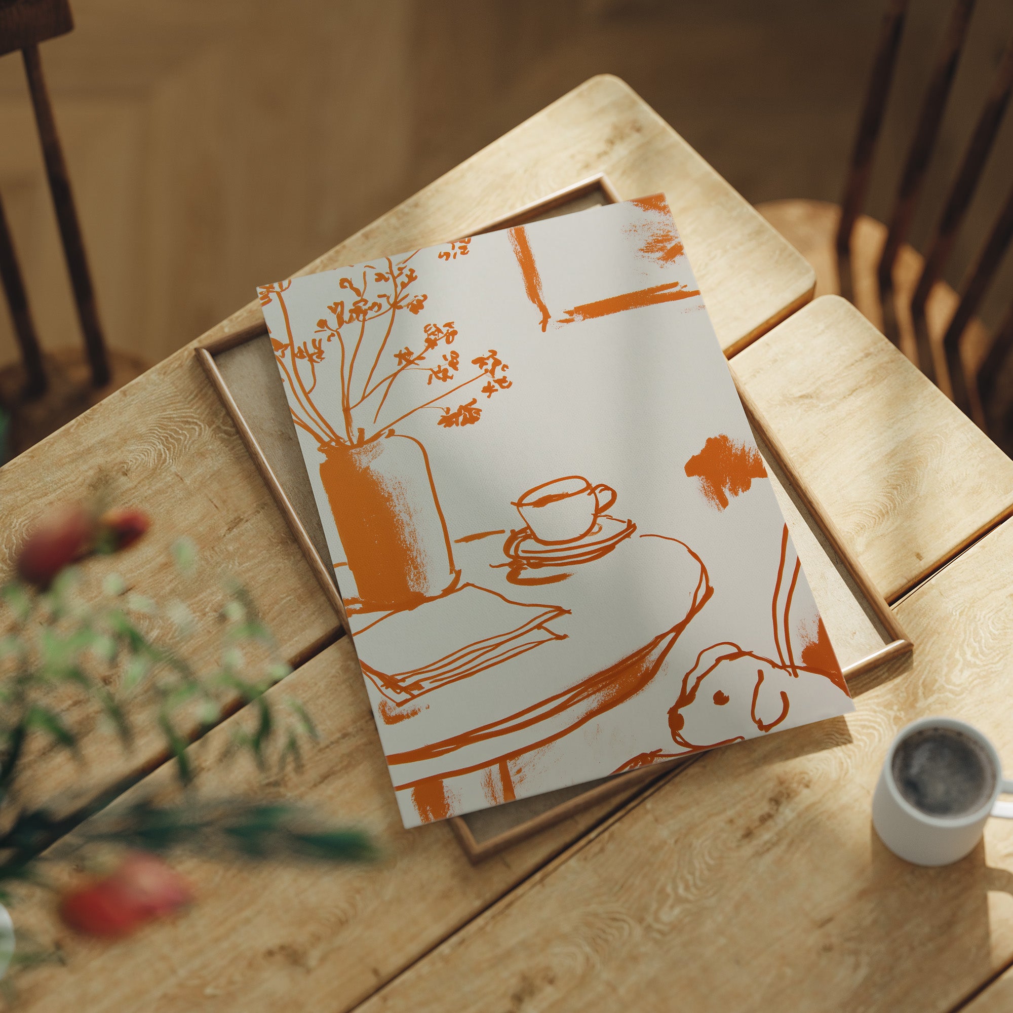 Tangerine Morning: Coffee and Wildflowers
