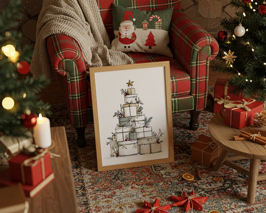 Presents Pyramid: A Festive Tower of Gifts