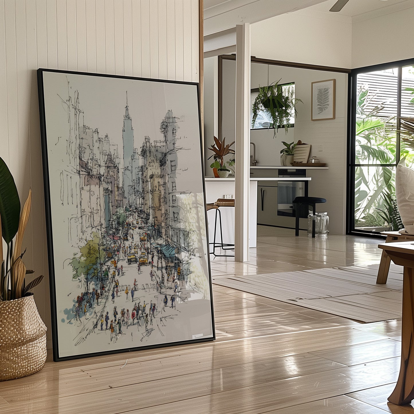 Metropolitan Pulse: Ink and Watercolor Cityscape