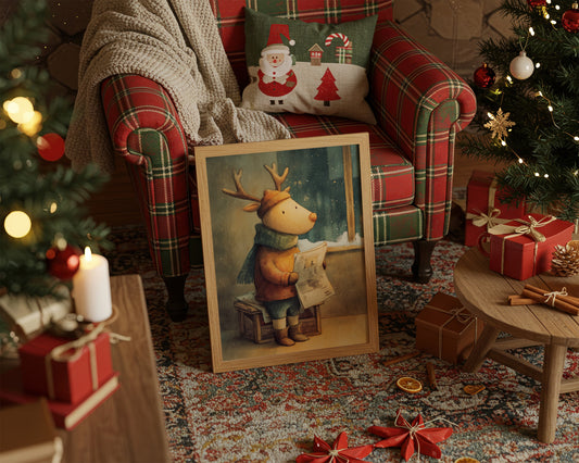 Winter Headlines: A Reindeer's Morning Ritual