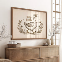 Whimsical Waddle Through Sepia Fields
