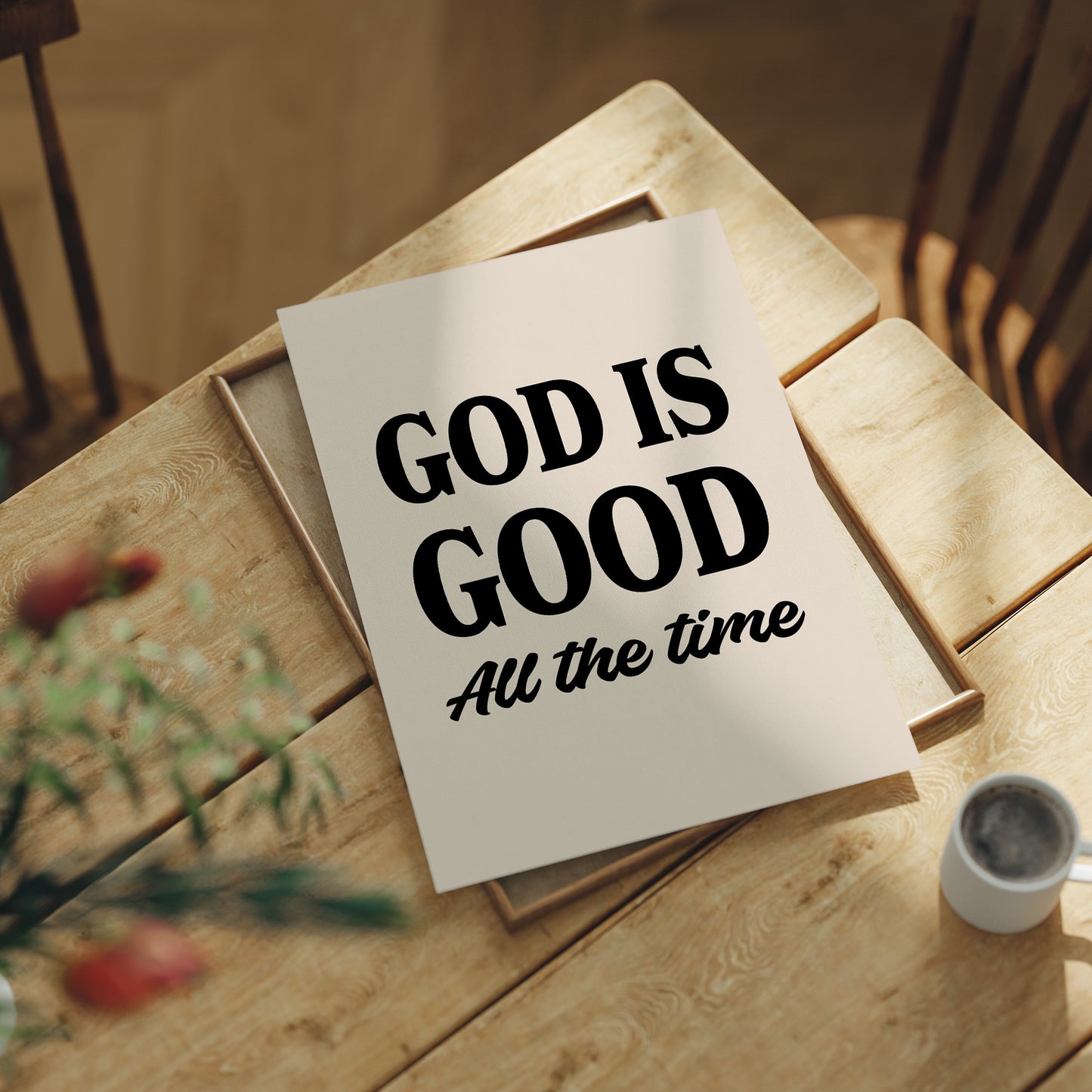 God is Good Affirmation in Bold Typography