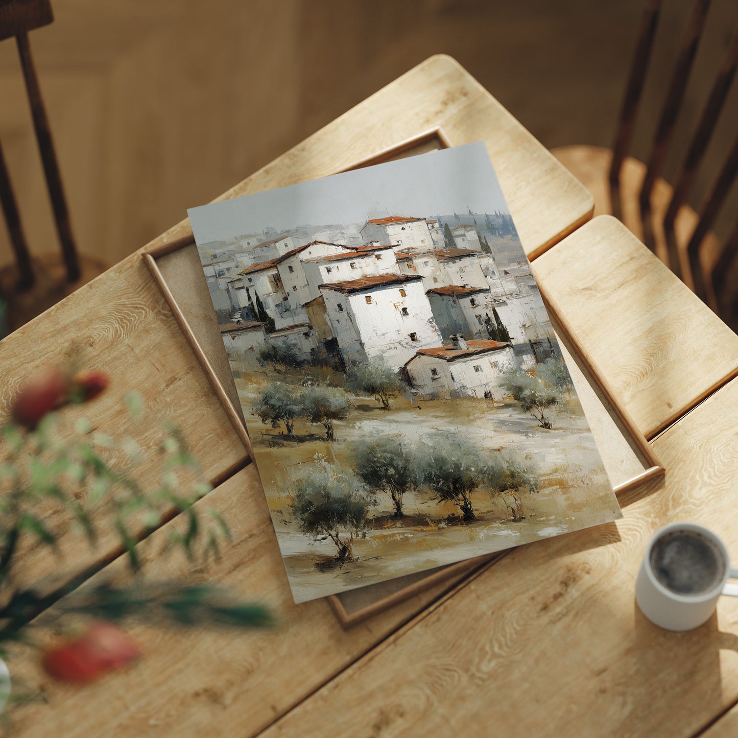 Mediterranean Hillside Village in Muted Light