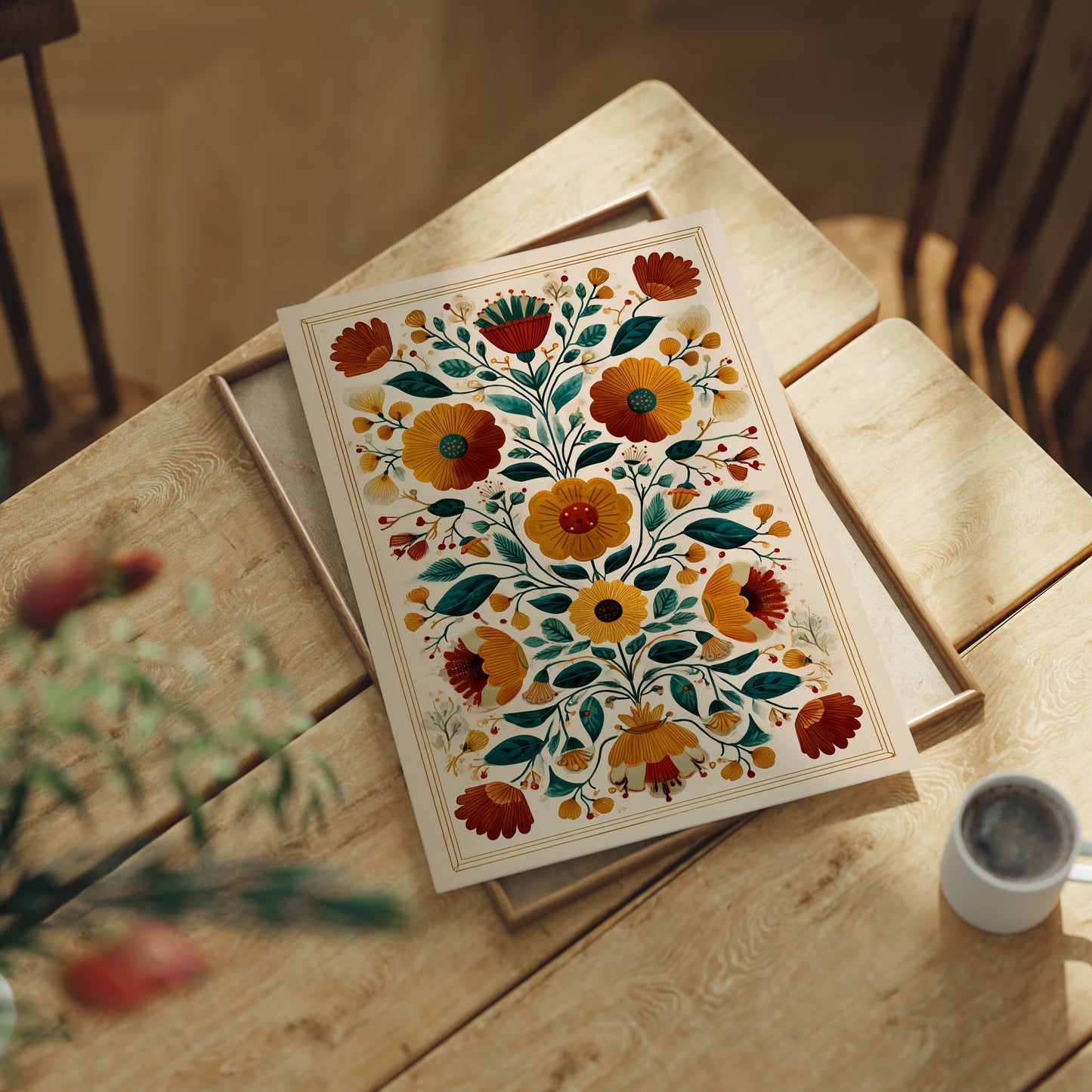 Symmetrical Garden: Autumn's Folk Tapestry