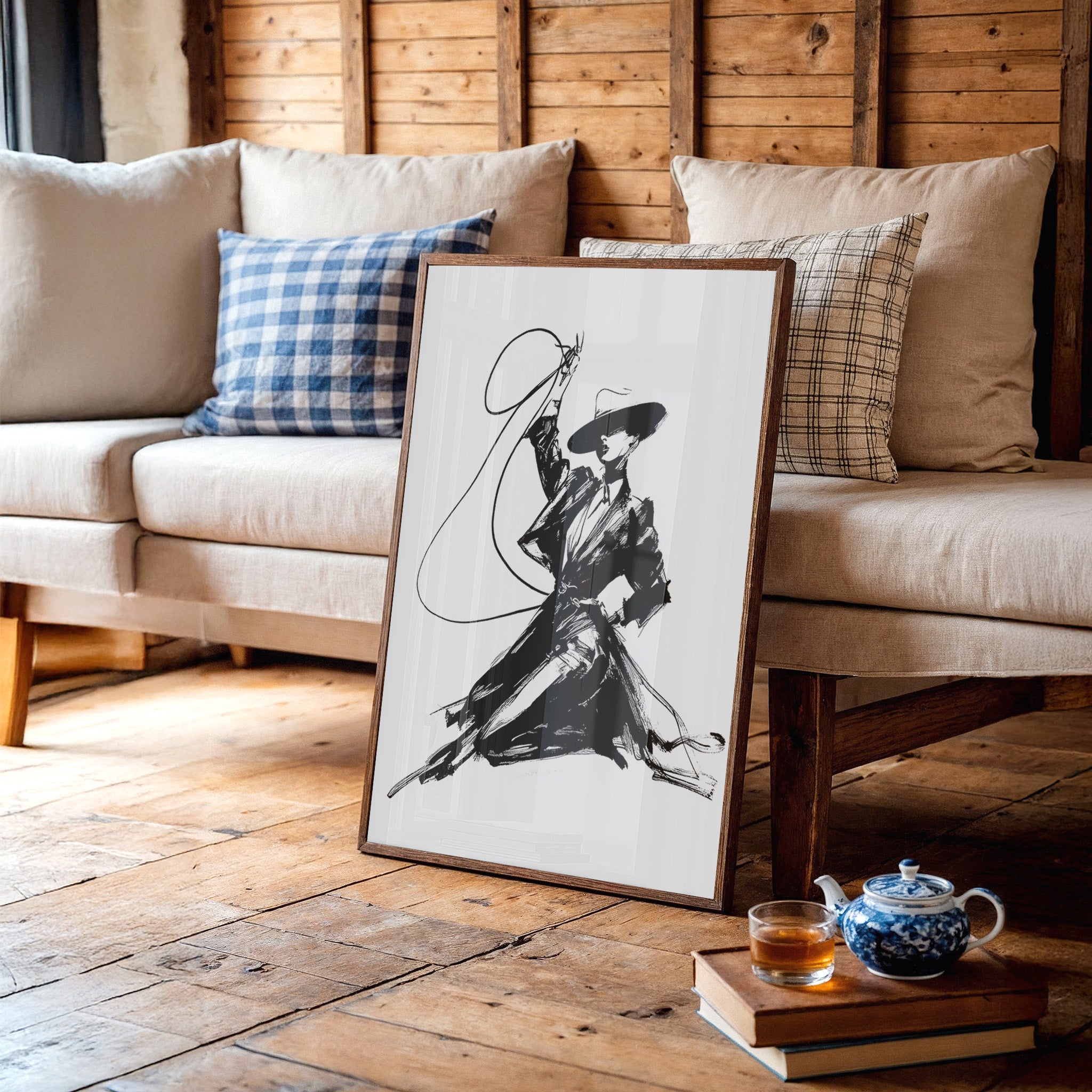 Noir Elegance: Brushstrokes in Motion