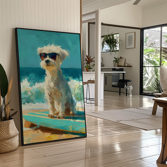 Beach Day Cool: Pup on a Surfboard
