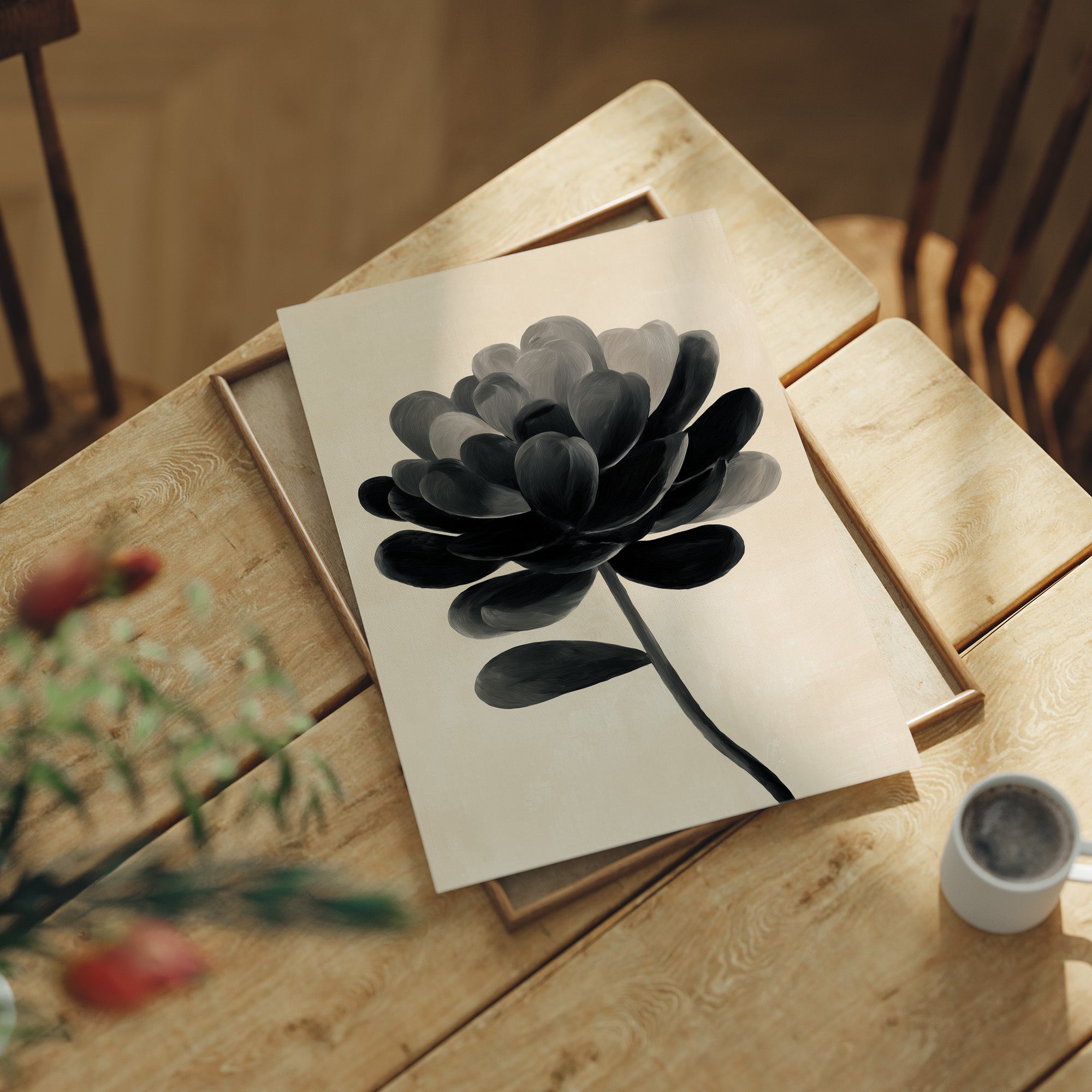 Monochrome Bloom in Shadowed Elegance