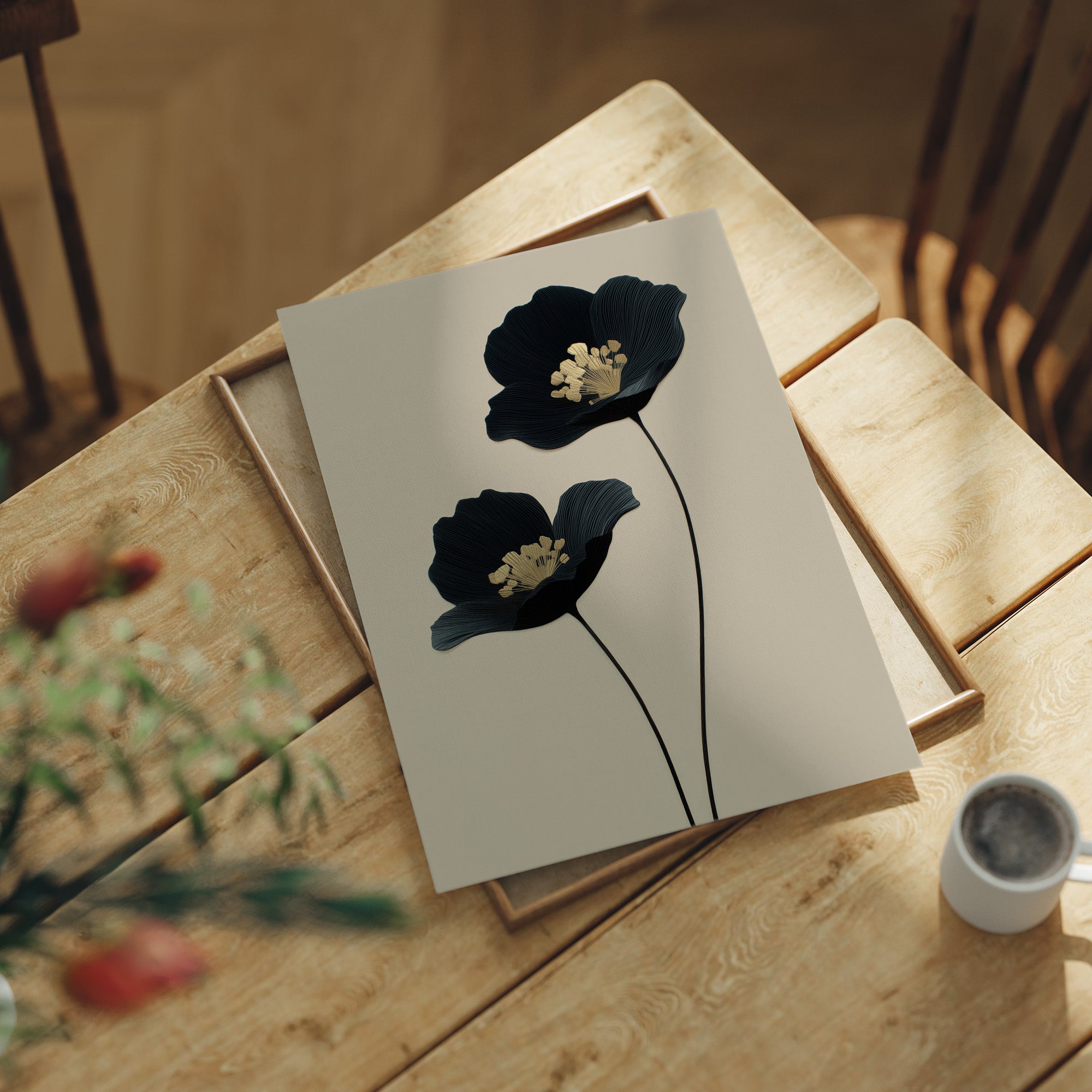 Midnight Blooms with Golden Hearts