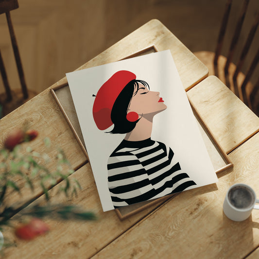Parisian Reverie: Striped Elegance in Profile