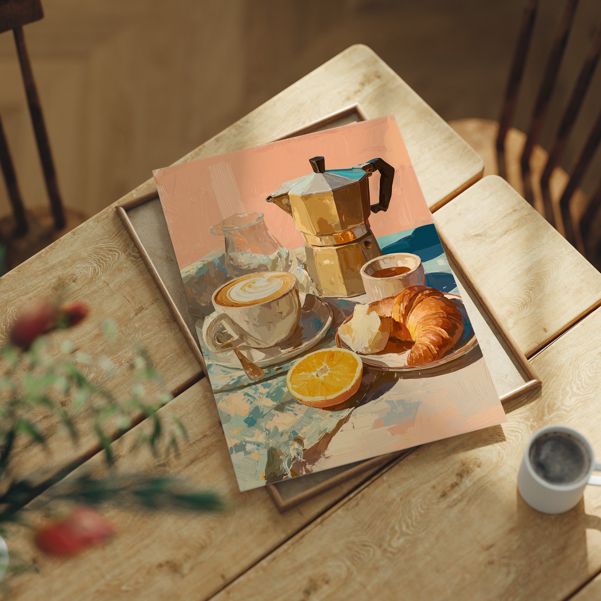 Golden Hour Brews On Painted Linen