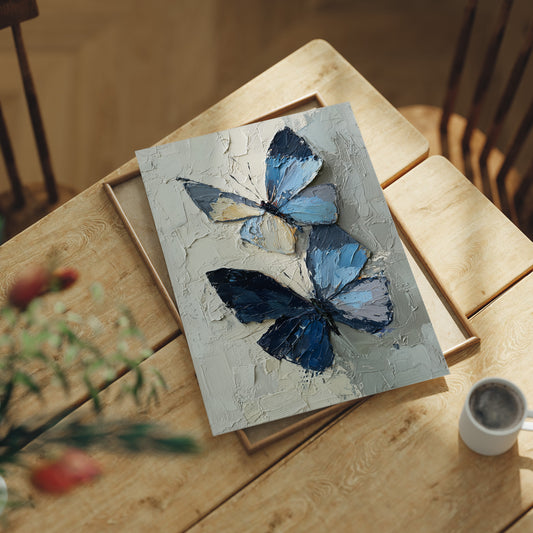 Blue Duet On Weathered Plaster