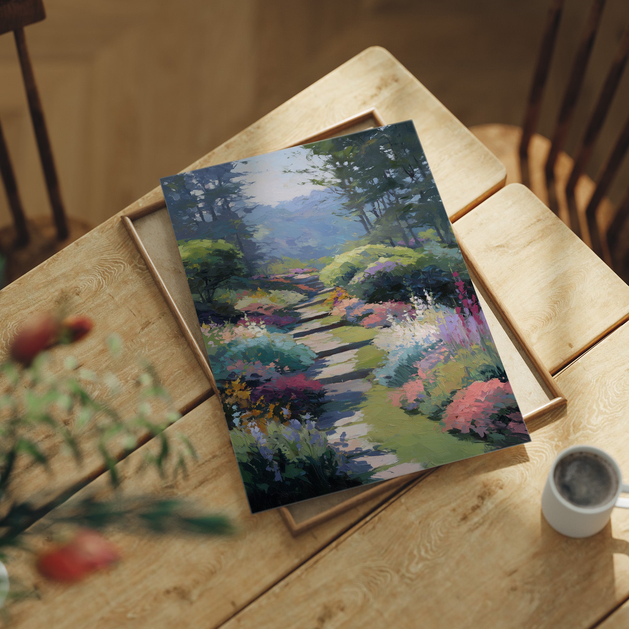 Steps Rise Through Blooming Hillside