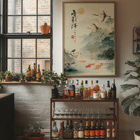 Cranes Dance Above Golden Koi