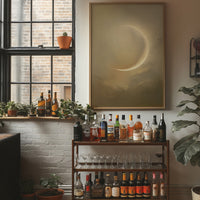 Crescent Moon Bathes In Golden Mist