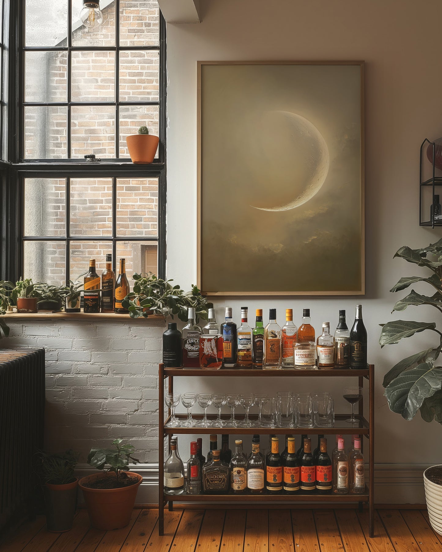 Crescent Moon Bathes In Golden Mist